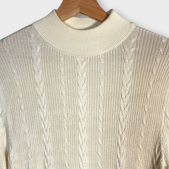 Abercrombie & Fitch Sweater Dress MT Medium Tall Cream Ivory Cable Knit - Picture 3 of 8